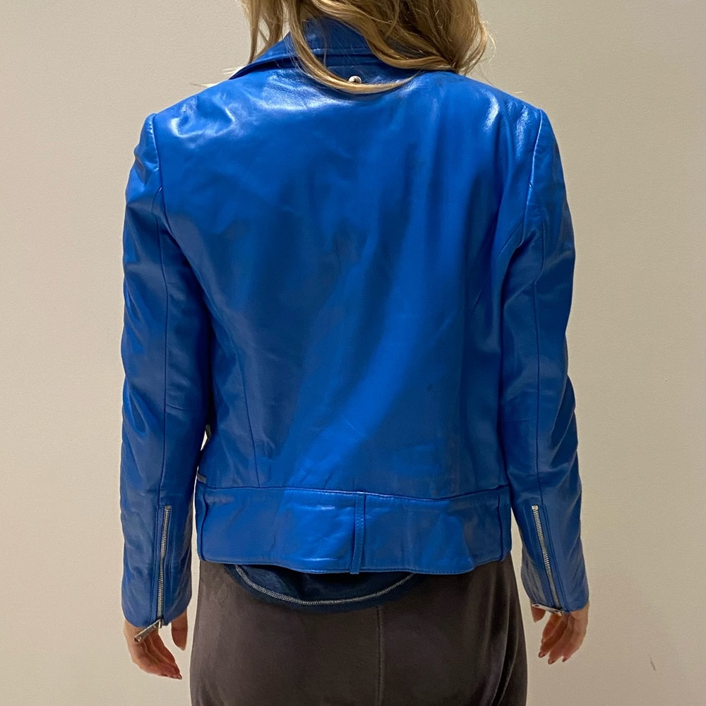 Diesel Blue Leather Jacket - Size S - Picture 4 of 9